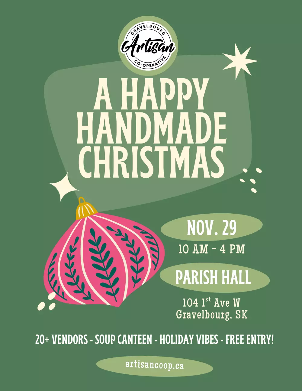 Local Event: Gravelbourg Artisan Co-op 6th Annual Happy Handmade Christmas Market